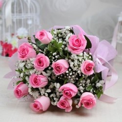 12 beautiful pink rose bunch 